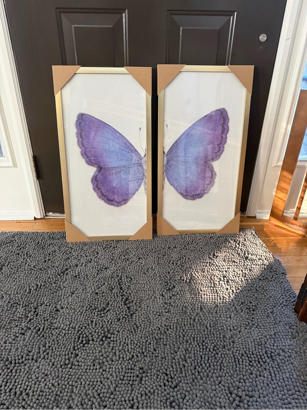 Set of 2 Framed Purple Butterfly Wall Art